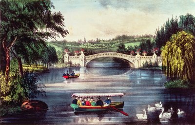 Central Park - The Bridge by N. and Ives, J.M. Currier